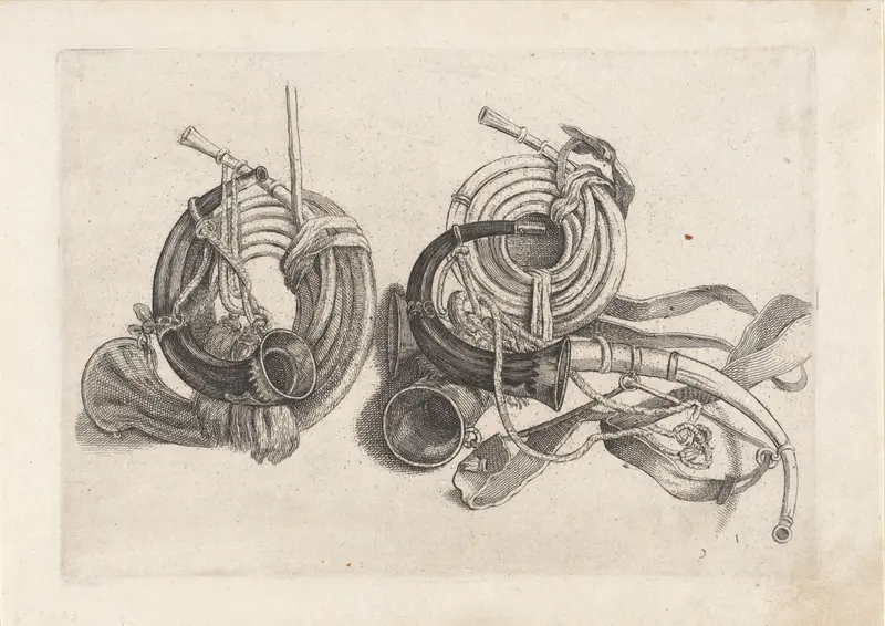 Vijf jachthoornen Wall Art by Wenceslaus Hollar - High-Resolution Digital Print
