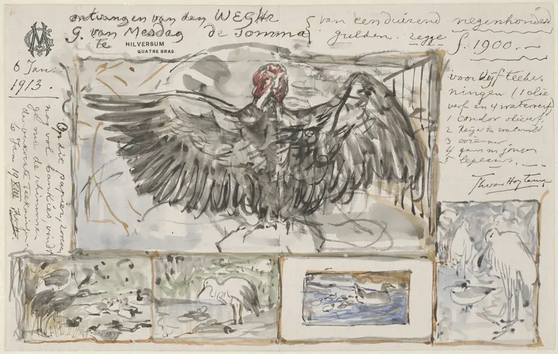 Vijf schetsen naar werken van vogels Wall Art by Unknown - High-Resolution Digital Print