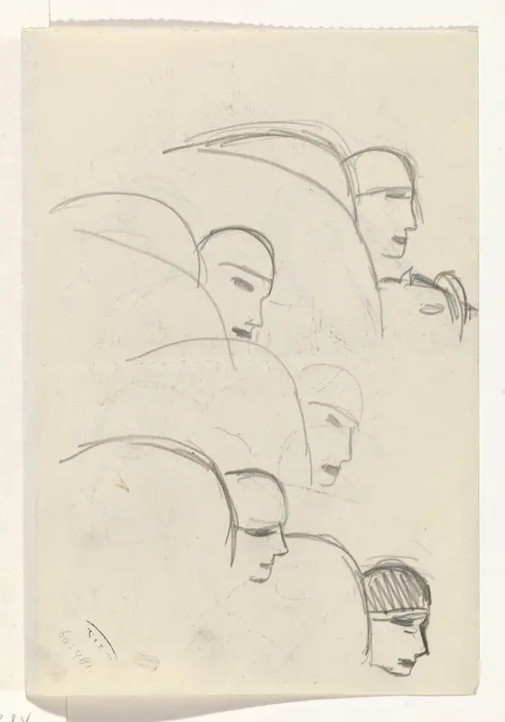 Vijf vrouwenhoofden Wall Art by Leo Gestel - High-Resolution Digital Print