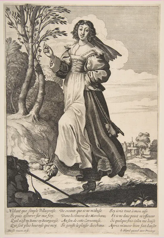 Village Girl Dancing Wall Art by Abraham Bosse - High-Resolution Digital Print