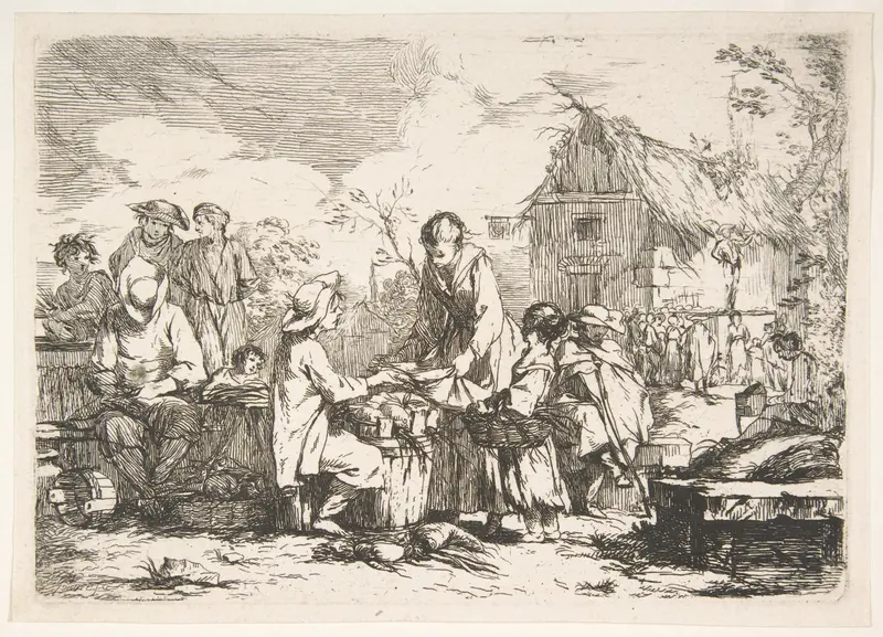 Village Marketplace (Le Marché de village) Wall Art by Jean-Baptiste Marie Pierre - High-Resolution Digital Print