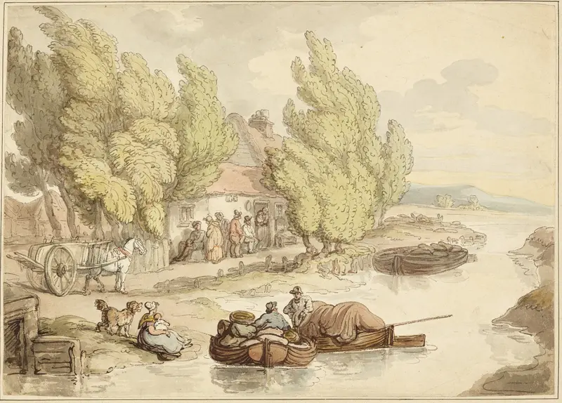 Village on the River Wall Art by Thomas Rowlandson - High-Resolution Digital Print