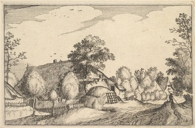 Village Road, plate 12 from "Regiunculae et Villae Aliquot Ducatus Brabantiae" Wall Art by Claes Jansz. Visscher - High-Resolution Digital Print