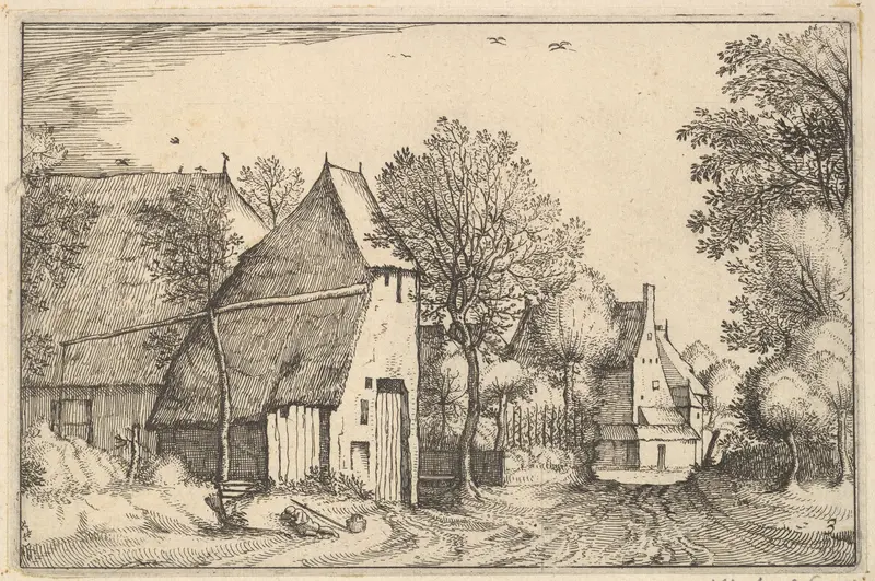 Village Road, plate 3 from "Regiunculae et Villae Aliquot Ducatus Brabantiae" Wall Art by Claes Jansz. Visscher - High-Resolution Digital Print