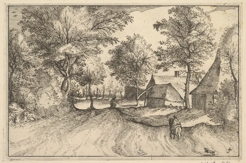 Village Road, plate 4 from "Regiunculae et Villae Aliquot Ducatus Brabantiae" Wall Art by Claes Jansz. Visscher - High-Resolution Digital Print