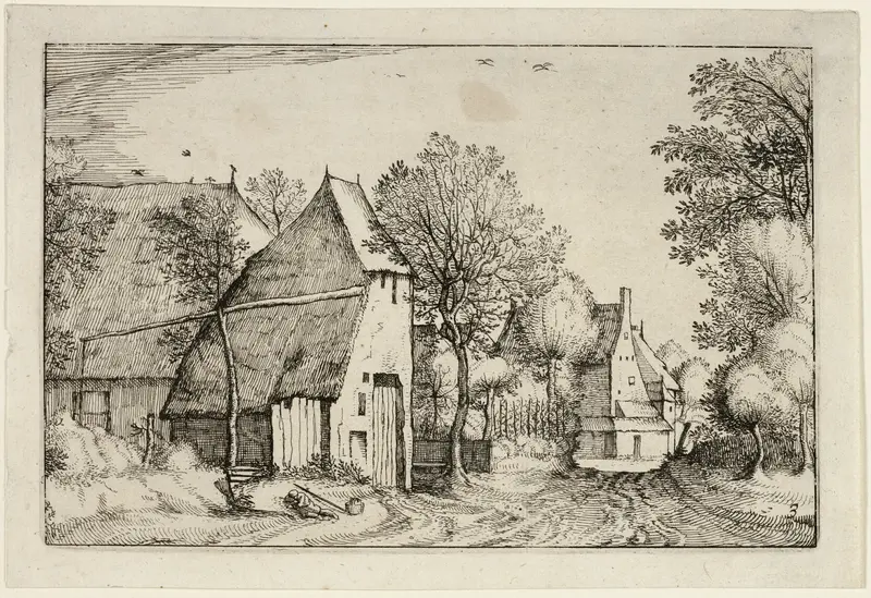 Village Road, plate three after Pictures of Farms, Country Houses and Rustic Villages (Praediorum villarum et rusticarum casularum icones) Wall Art by Claes Jansz. Visscher, II - High-Resolution Digital Print