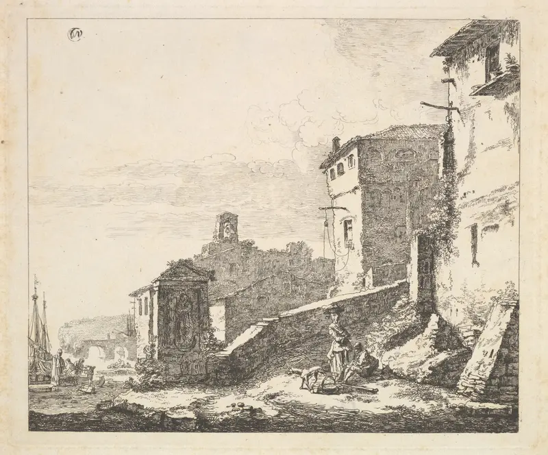 Village Scene with Woman Standing Beside a Seated Man (copy) Wall Art by Thomas Wijck - High-Resolution Digital Print