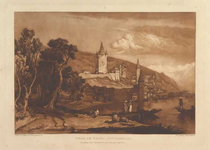 Ville de Thun, Switzerland, part XII, plate 59 from "Liber Studiorum" Wall Art by Joseph Mallord William Turner - High-Resolution Digital Print