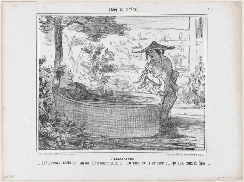 Villégiature, from Croquis d'Été, published in Le Charivari, August 22, 1856 Wall Art by Honoré Daumier - High-Resolution Digital Print