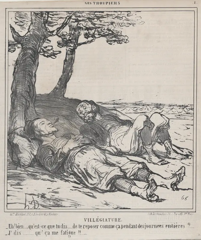 Villégiature, from Nos Troupiers, published in Le Charivari, July 26, 1859 Wall Art by Honoré Daumier - High-Resolution Digital Print