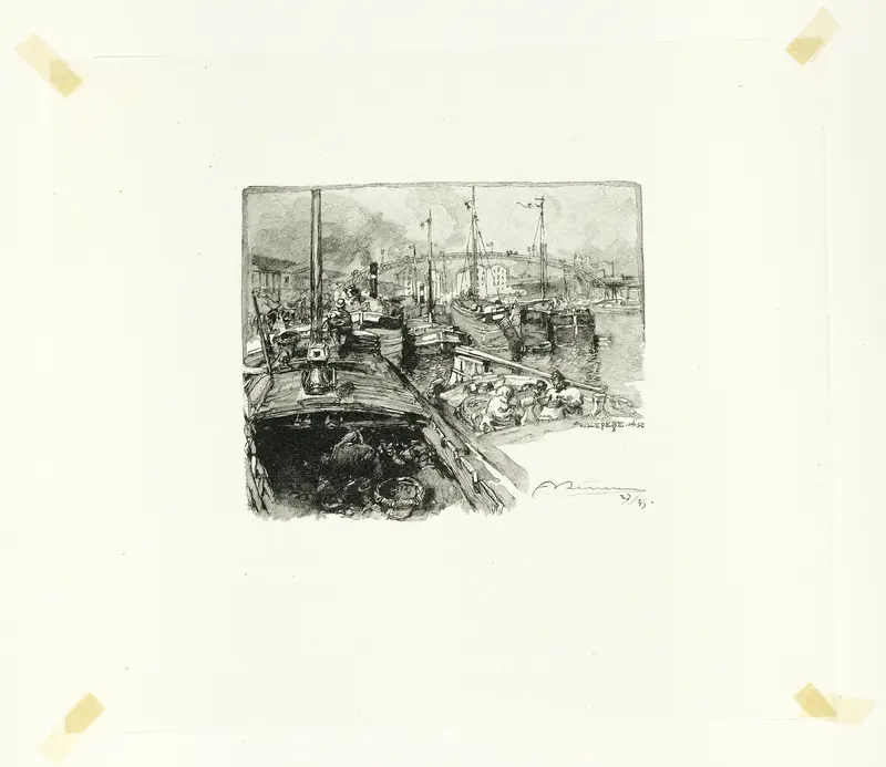 Villette Dock, plate five from Le Long de la Seine et des Boulevards