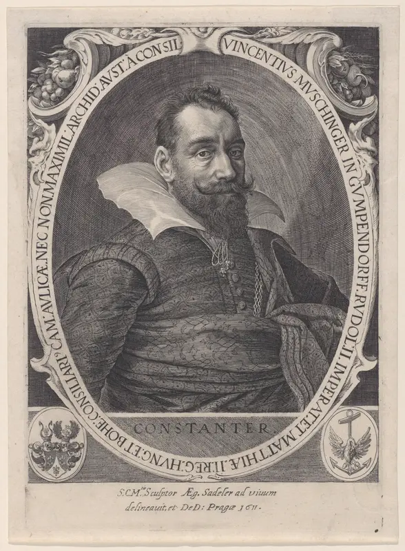 Vincenz Muschinger, Council to Emperor Rudolph II Wall Art by Aegidius Sadeler II - High-Resolution Digital Print