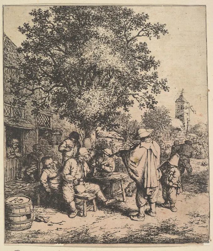 Violinist and Little Organgrinder Wall Art by Adriaen van Ostade - High-Resolution Digital Print