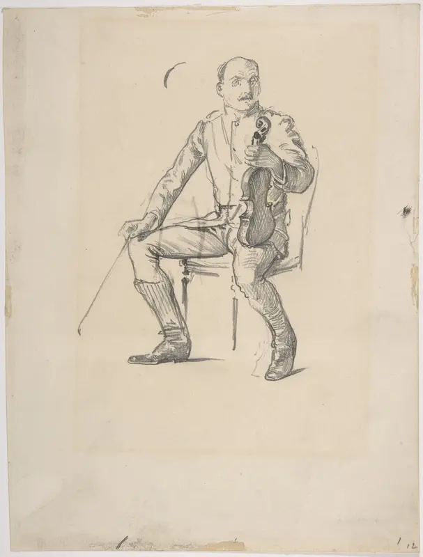 Violinist: study from life Wall Art by George Du Maurier - High-Resolution Digital Print