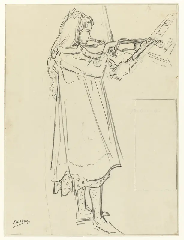 Vioolspelend meisje Wall Art by Jan Toorop - High-Resolution Digital Print