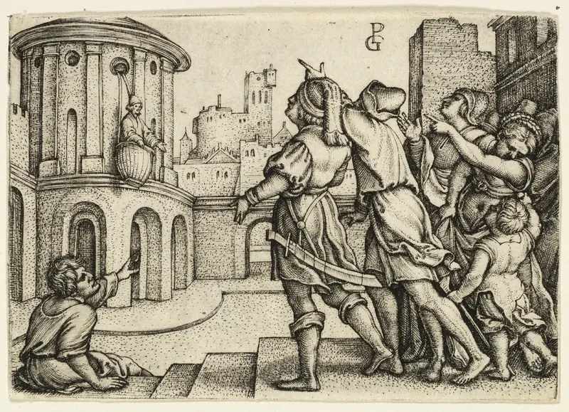 Virgil the Magician Hanging in the Basket Wall Art by Georg Pencz - High-Resolution Digital Print