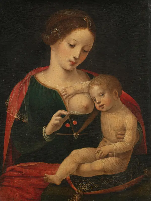 Virgin and Child Wall Art by Meester van de Vrouwelijke Halffiguren - High-Resolution Digital Print