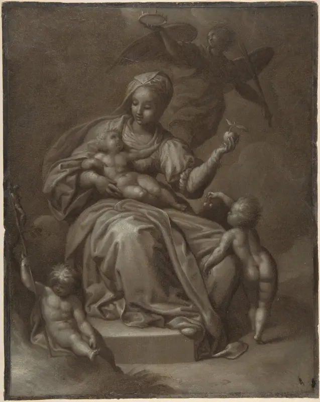 Virgin and Child, and Saint John the Baptist (recto); Summary sketches, possibly the Virgin and Child (verso) Wall Art by Jacob de Backer - High-Resolution Digital Print