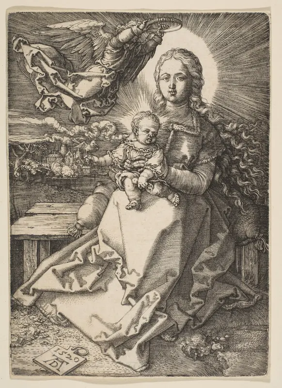 Virgin and Child Crowned by an Angel Wall Art by Albrecht Dürer - High-Resolution Digital Print