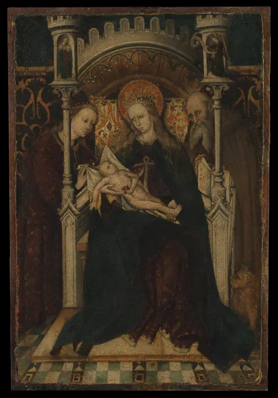 Virgin and Child Enthroned with Saints Catherine and Jerome Wall Art by Spanish Painter - High-Resolution Digital Print