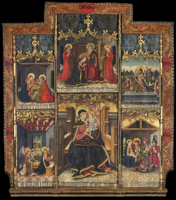 Virgin and Child Enthroned with Scenes from the Life of the Virgin Wall Art by Morata Master - High-Resolution Digital Print