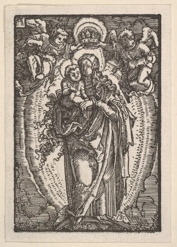 Virgin and Child on a Crescent, from "The Fall and Salvation of Mankind Through the Life and Passion of Christ" Wall Art by Albrecht Altdorfer - High-Resolution Digital Print