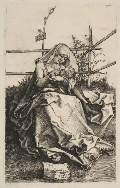 Virgin and Child on a Grassy Bench Wall Art by Albrecht Dürer - High-Resolution Digital Print