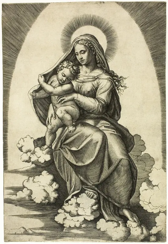 Virgin and Child Seated on Clouds