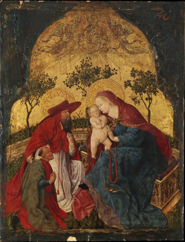 Virgin and Child with a Donor Presented by Saint Jerome Wall Art by Master of the Munich Bavarian Panels - High-Resolution Digital Print