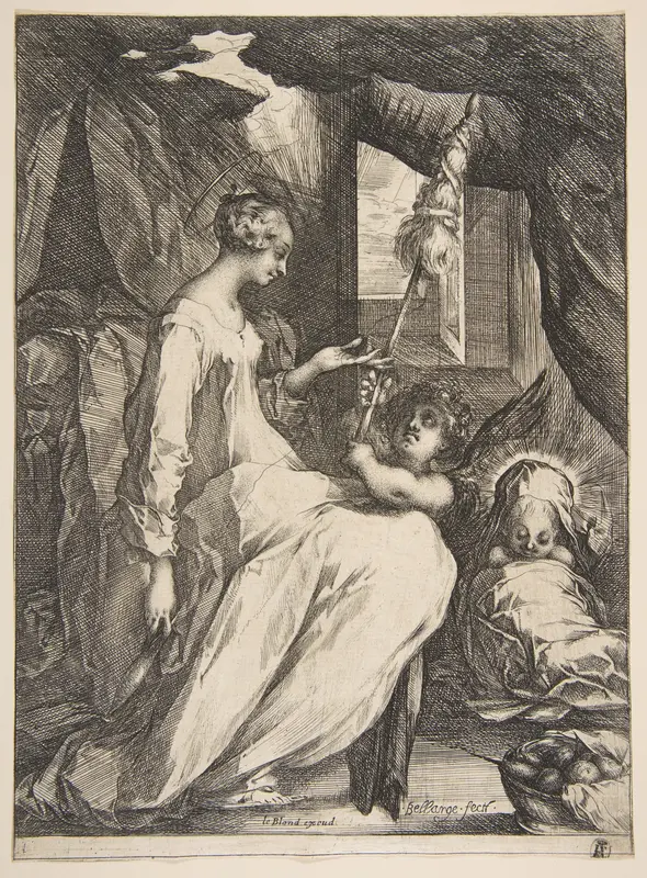 Virgin and Child with an Angel Wall Art by Jacques Bellange - High-Resolution Digital Print