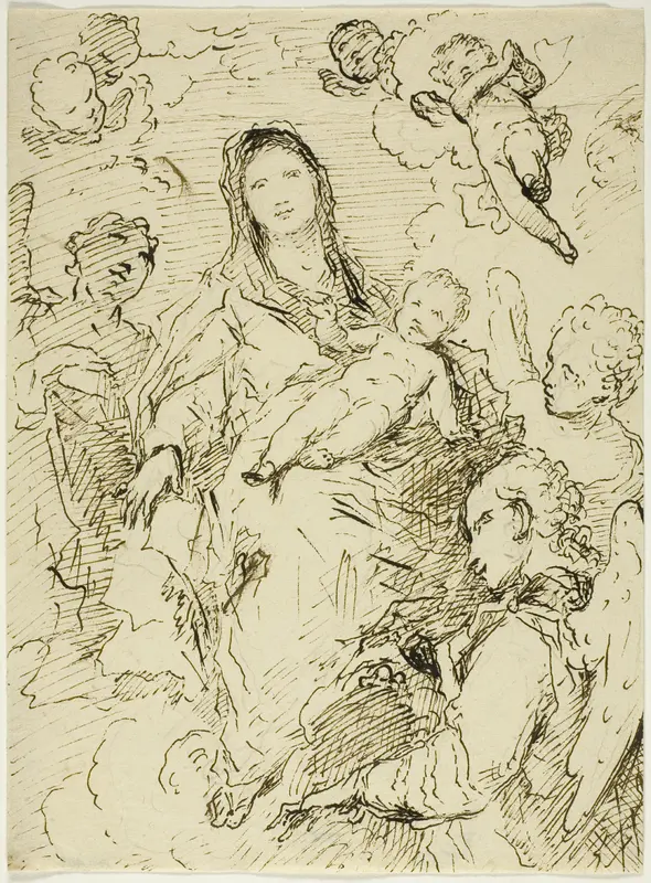 Virgin and Child with Angels Wall Art by Unknown - High-Resolution Digital Print