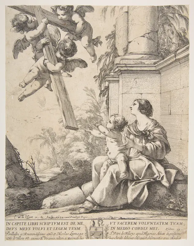 Virgin and Child with Angels Wall Art by Laurent de La Hyre - High-Resolution Digital Print