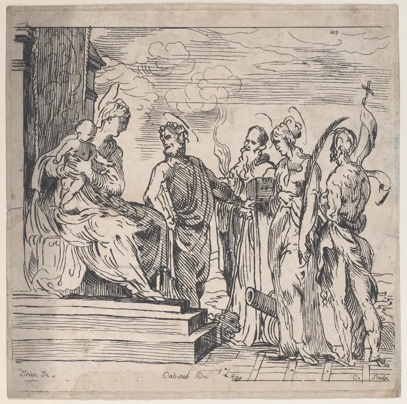 Virgin and Child with Four Saints Wall Art by Anne Claude Philippe de Tubières, comte de Caylus - High-Resolution Digital Print