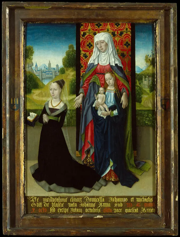 Virgin and Child with Saint Anne Presenting Anna van Nieuwenhove Wall Art by Master of the Saint Ursula Legend - High-Resolution Digital Print