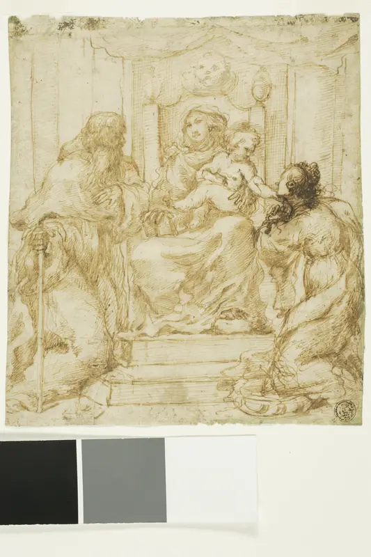 Virgin and Child with Saints Jerome and Catherine Wall Art by Pietro Faccini - High-Resolution Digital Print
