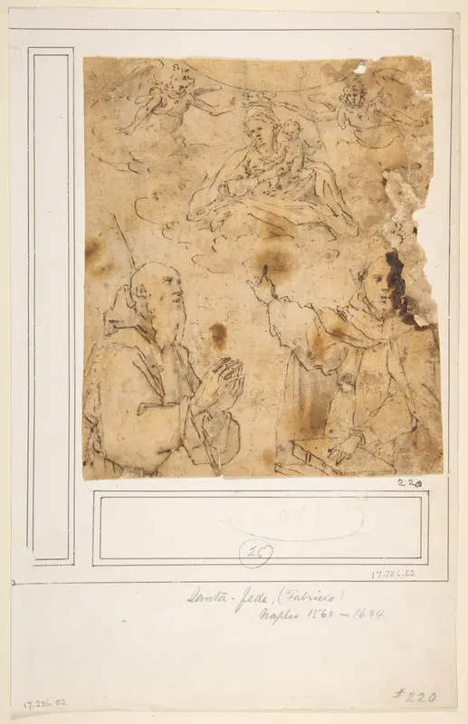Virgin and Child with two angels appearing to two saints Wall Art by Fabrizio Santafede - High-Resolution Digital Print