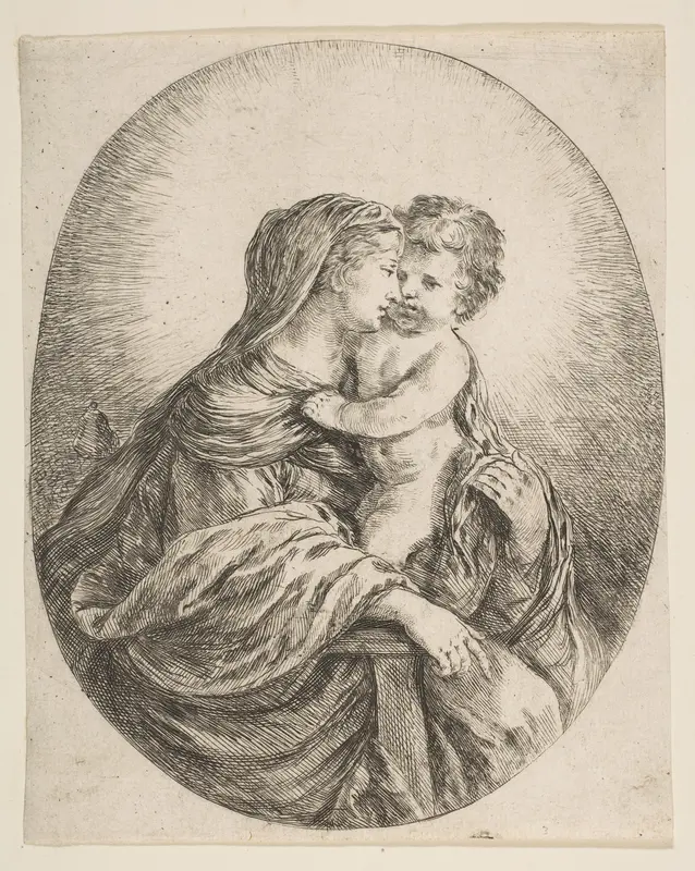 Virgin Embracing the Christ Child Wall Art by Stefano della Bella - High-Resolution Digital Print