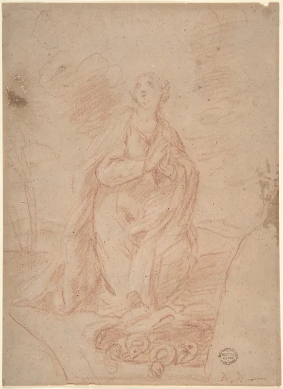 Virgin Kneeling in Prayer Wall Art by Anonymous, Italian, Roman-Bolognese, 17th century - High-Resolution Digital Print