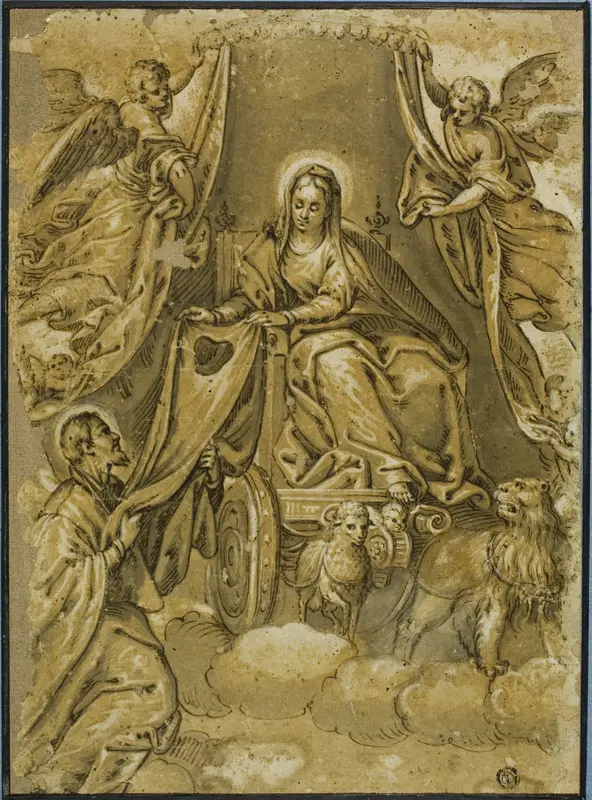 Virgin Mary Handing Scapular to Saint Simon Stock Wall Art by Veronese (Paolo Caliari) - High-Resolution Digital Print
