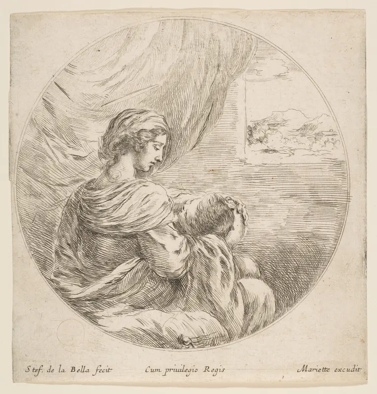 Virgin Nursing the Christ Child Wall Art by Stefano della Bella - High-Resolution Digital Print