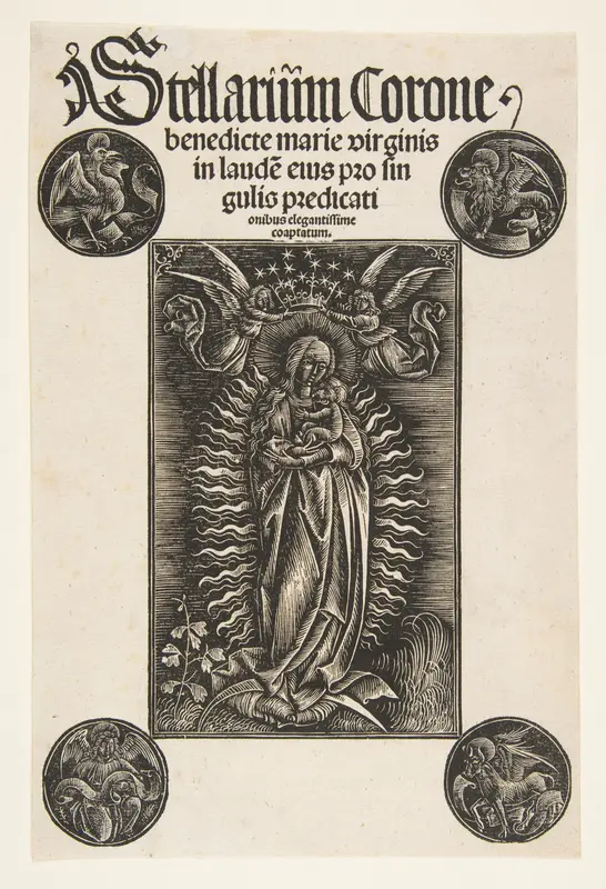 Virgin on a Crescent, title page from Pelbartus de Temesvar's "Stellarium corone" Wall Art by Daniel Hopfer - High-Resolution Digital Print