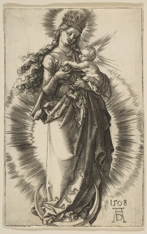 Virgin on a Crescent with a Starry Crown Wall Art by Albrecht Dürer - High-Resolution Digital Print