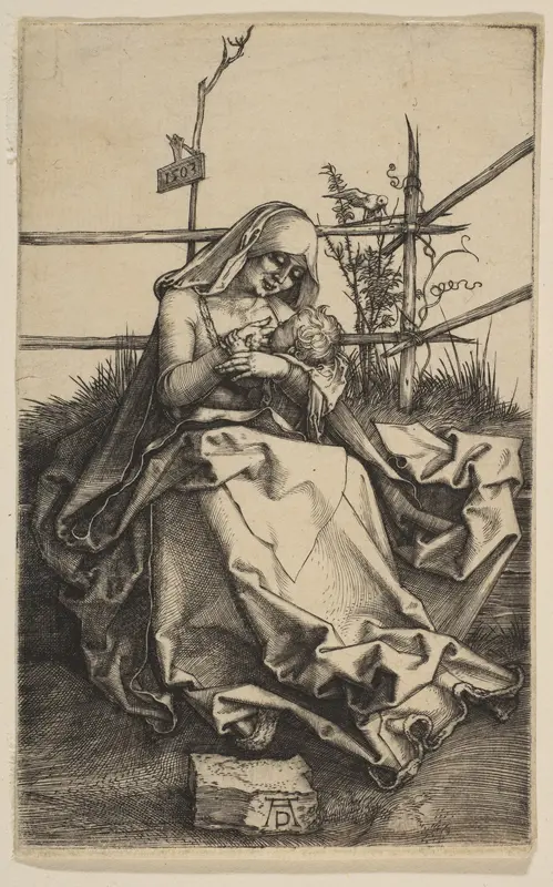Virgin on a Grassy Bench Wall Art by Albrecht Dürer - High-Resolution Digital Print