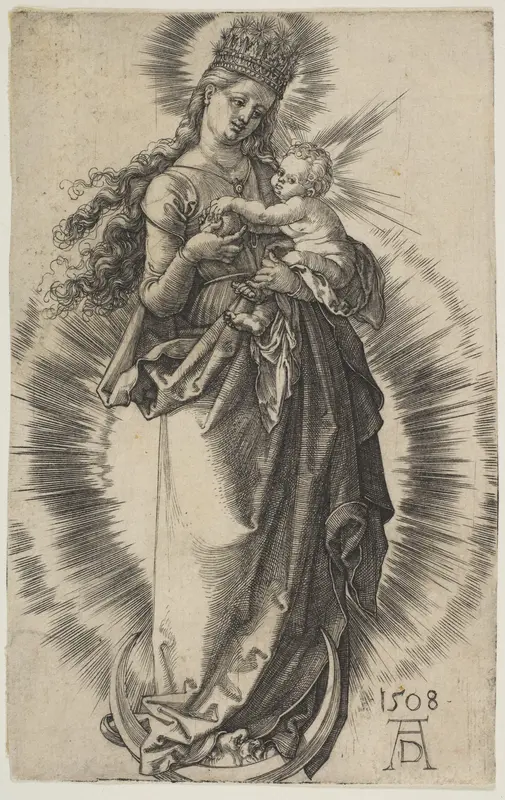 Virgin on the Crescent with a Starry Crown Wall Art by Albrecht Dürer - High-Resolution Digital Print