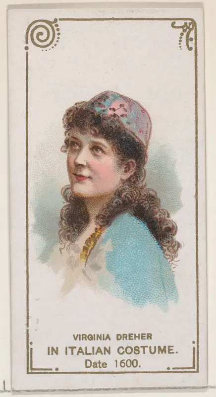 Virginia Dreher in Italian Costume of 1600, from the set Actors and Actresses, Second Series (N71) for Duke brand cigarettes Wall Art by W. Duke, Sons & Co. - High-Resolution Digital Print