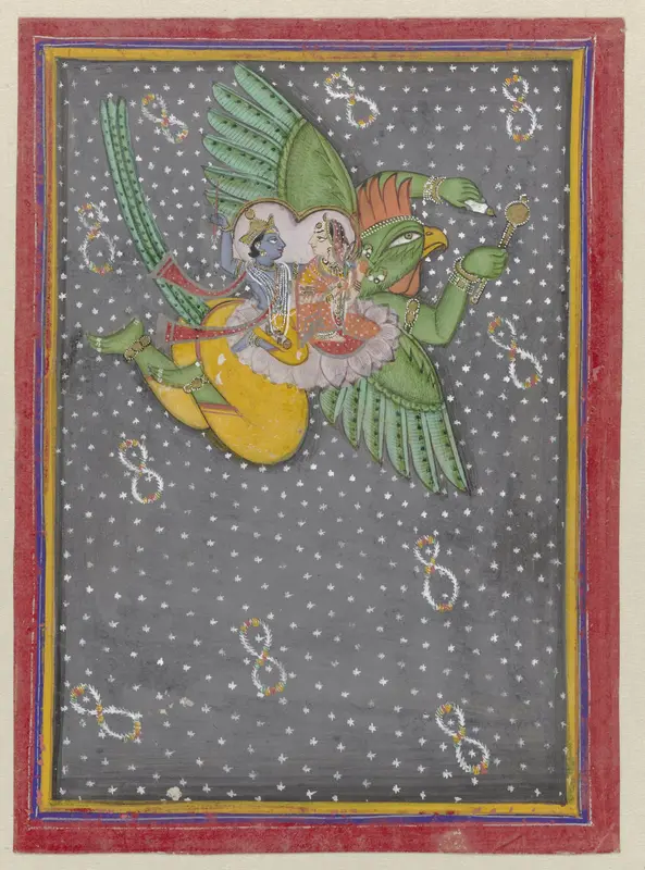 Vishnu en Lakshmi op de vogel Garuda Wall Art by anonymous - High-Resolution Digital Print
