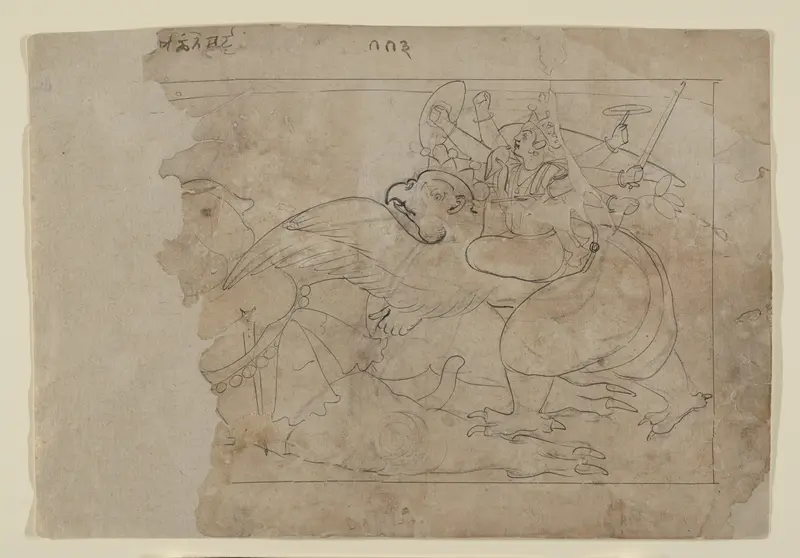 Vishnu on Garuda Slaying a Demon Wall Art by Seu Family - High-Resolution Digital Print