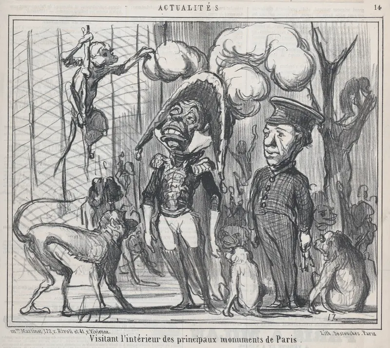 Visitant l'intérieur des principaux monuments de Paris, from "Actualités" Wall Art by Honoré Daumier - High-Resolution Digital Print