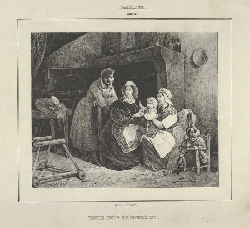 Visite Chez la Nourrice (Visit to the Wetnurse), from "L'Artiste" Wall Art by Victor Adam - High-Resolution Digital Print