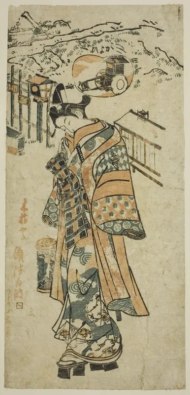 Visiting (Kayoi) - a parody of Shosho visiting Komachi Wall Art by Mangetsudo - High-Resolution Digital Print